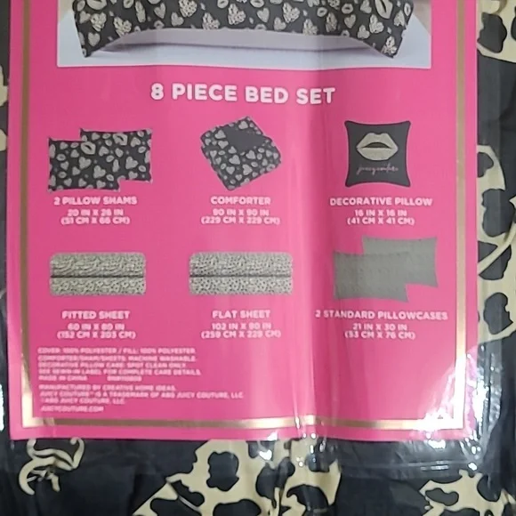 Juicy Couture Black and Gold 8-Piece Bed Set - Queen